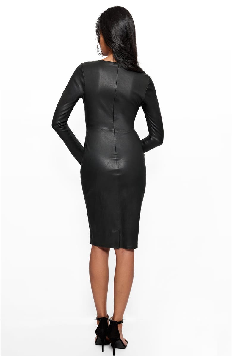 AS by DF Mrs. Smith Stretch Leather Dress, Alternate, color, Black