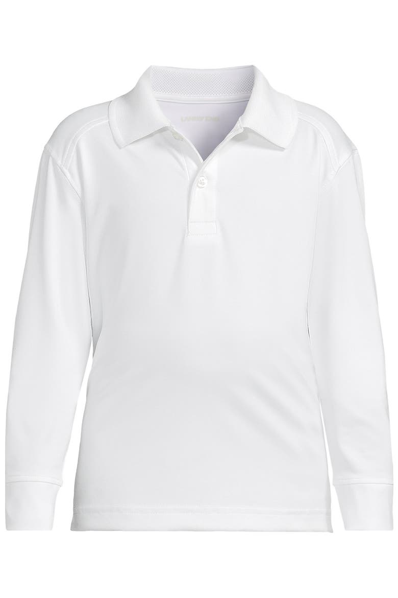 School Uniform Kids Long Sleeve Rapid Dry Polo Shirt, Alternate, color, White