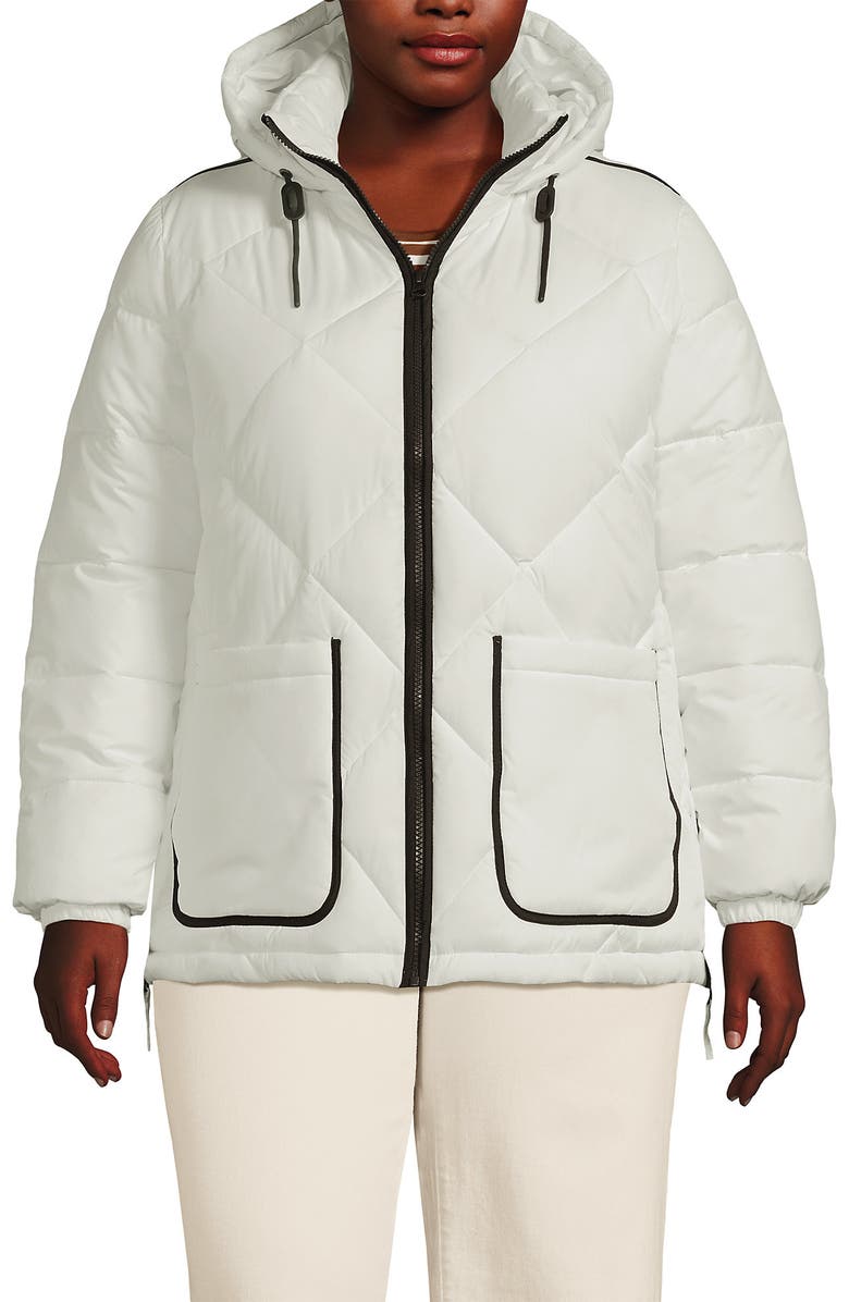 Lands' End Plus Size FeatherFree Insulated Diamond Quilted Jacket, Main, color, Egret White