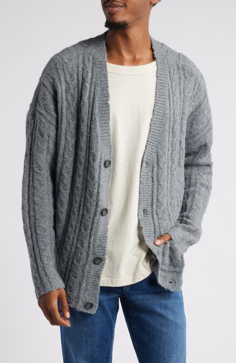 NEW Men's Comfy Cardigan Knitted Grey Color selling Casual V-Neck Winter Sweater Med-2X