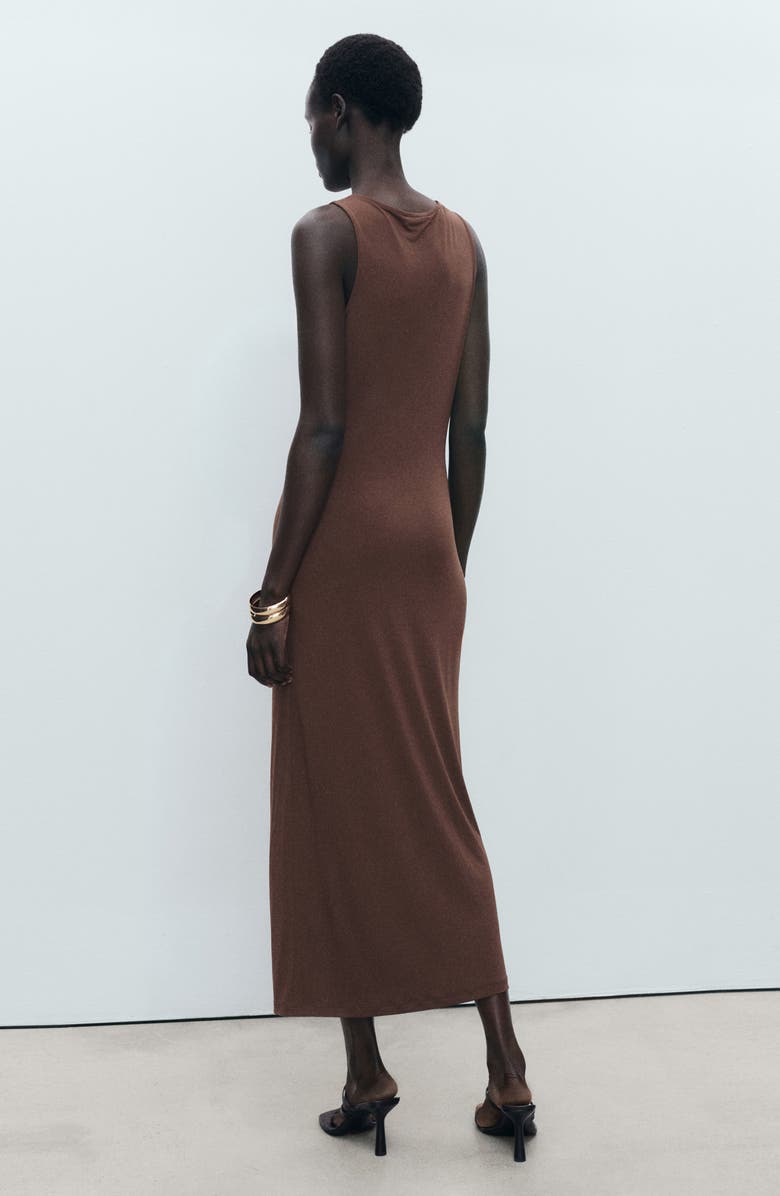 MANGO Draped Body-Con Maxi Dress, Alternate, color, Chocolate
