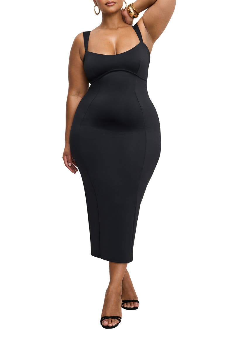 scuba sweetheart midi dress Sweetheart Scuba Peek-a-Boo Midi Dress with Rhinestones