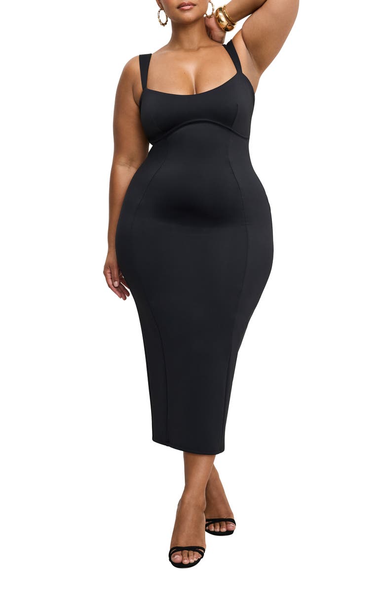 Good American Sculpting Sweetheart Midi Dress, Alternate, color, Black001