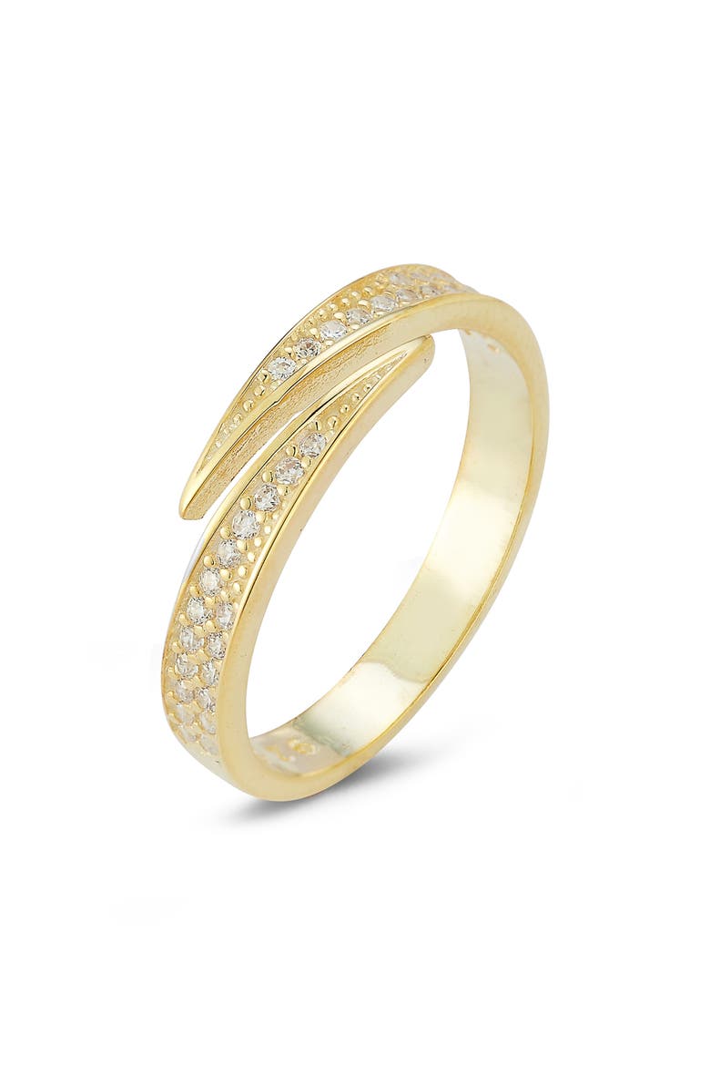 14K Gold Plated Pavé CZ Bypass Ring, Alternate, color, GOLD