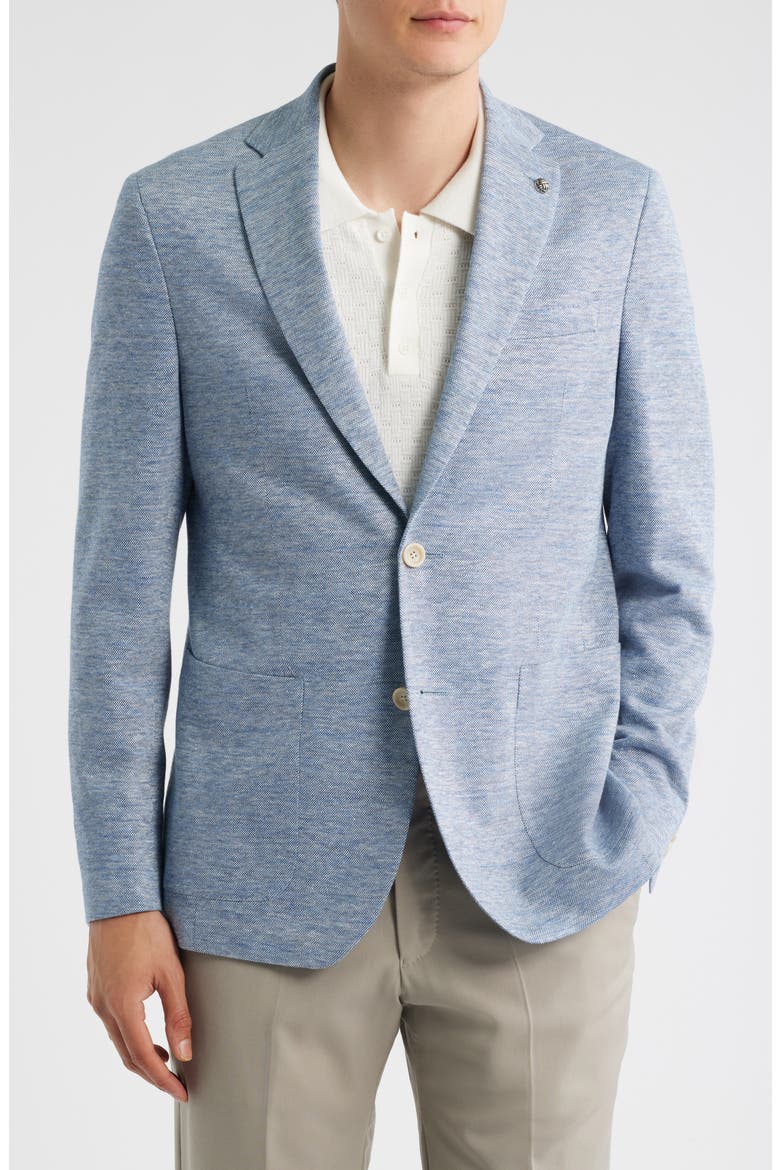 Hampton Light Blue Mélange Knit Linen & Wool Blend Sport Coat, Alternate, color, LIGHT BLUE