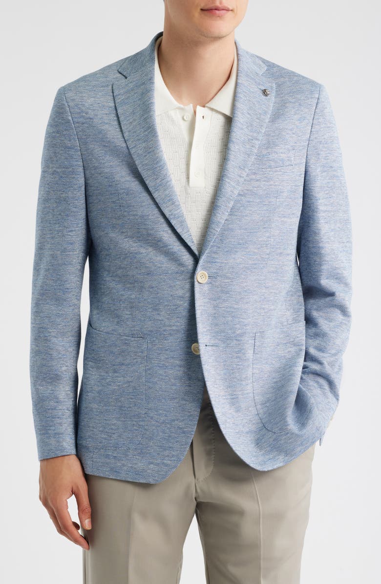 Jack Victor Hampton Light Blue Mélange Knit Linen & Wool Blend Sport Coat, Alternate, color, Light Blue
