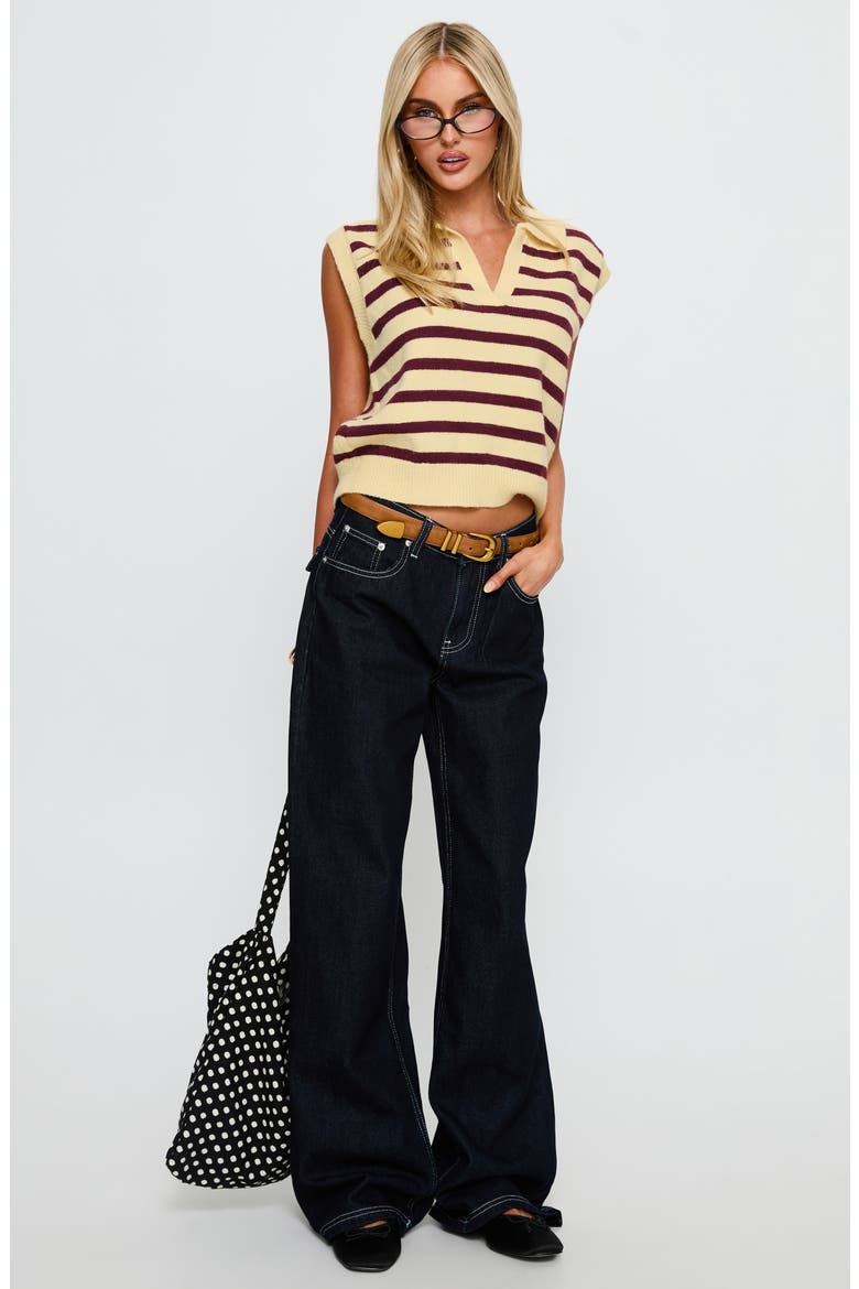 Yuliya Stripe Sweater Vest, Alternate, color, LEMON / BURGUNDY STRIPE