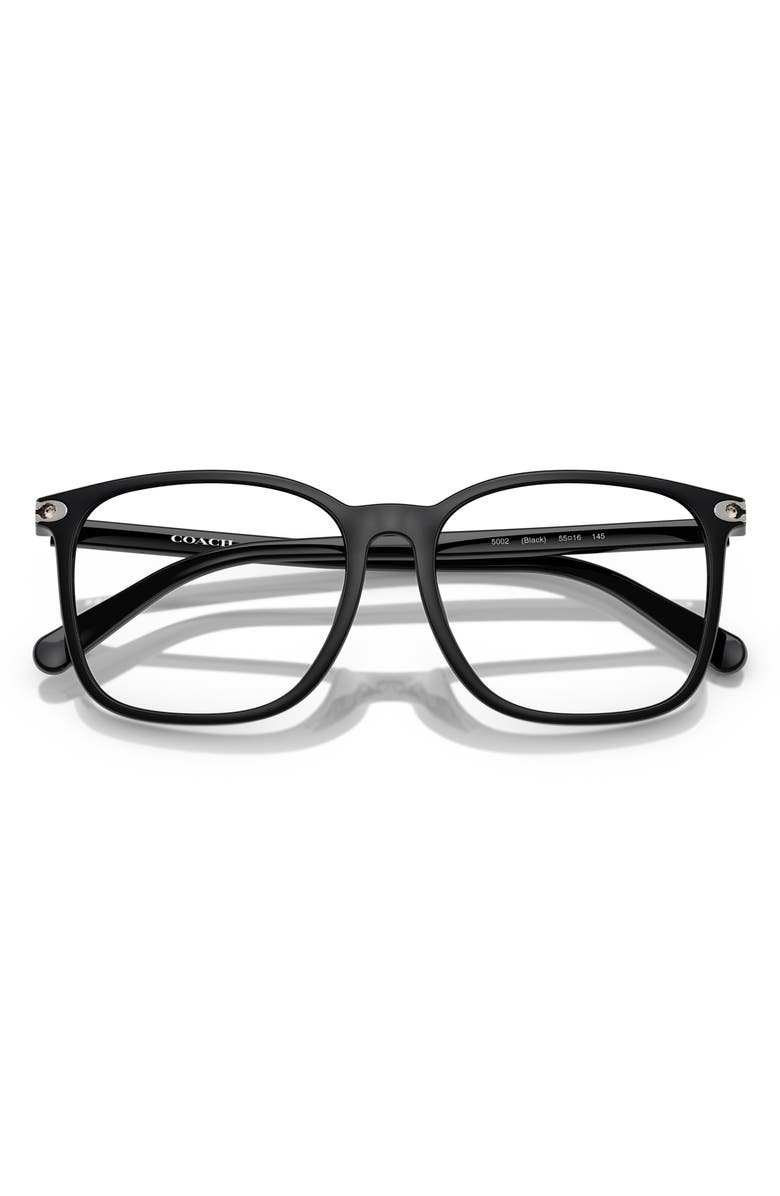 COACH 55mm Square Optical Glasses, Alternate, color, Black / Demo Lens
