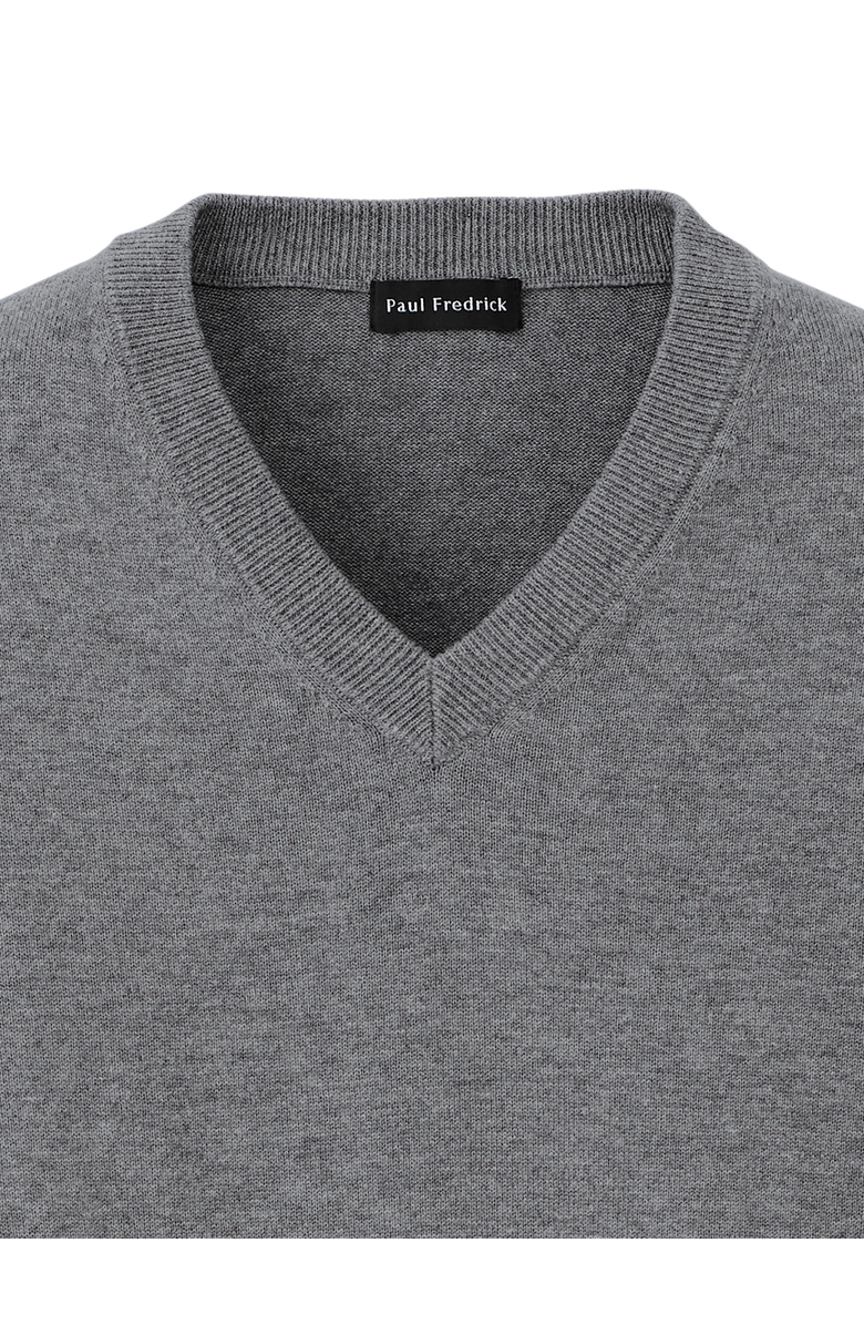 Paul Fredrick Supima Cotton V-neck Sweater, Alternate, color, Medium Grey