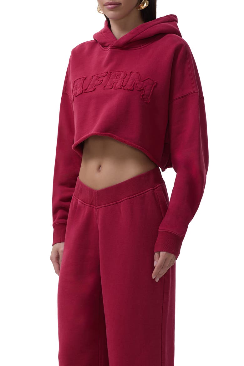 Darius Crop Cotton Hoodie, Alternate, color, RIO RED