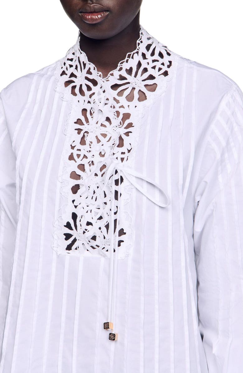 SANDRO Mini dress with lace detail, Alternate, color, 