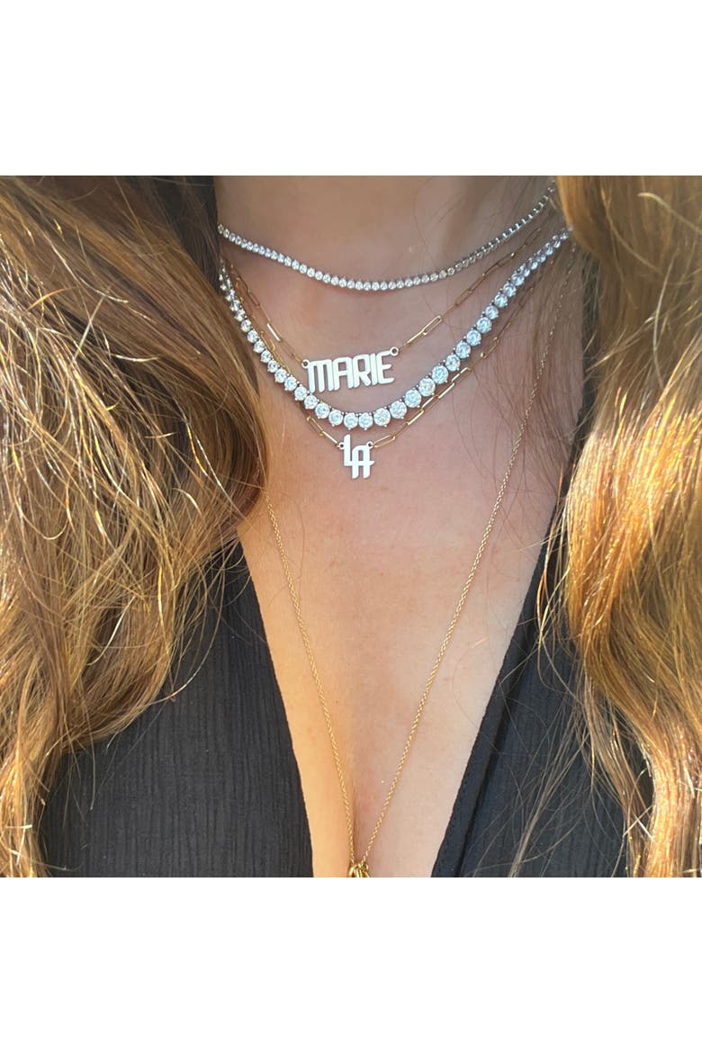 The Liz 3 Prong Graduated Tennis Necklace, Alternate, color, Silver