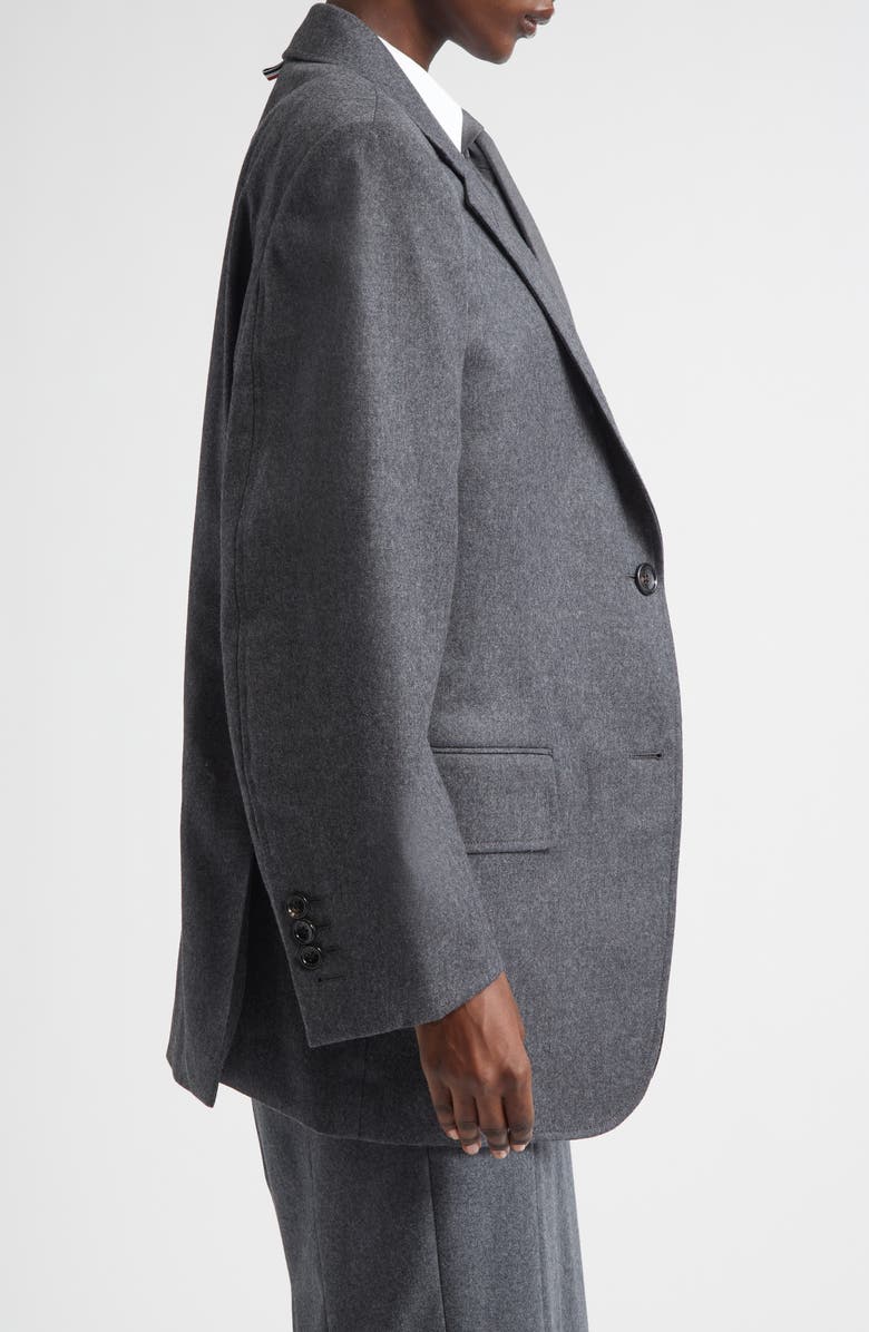 Thom Browne Oversize Wool Flannel Blazer, Alternate, color, Dark Grey