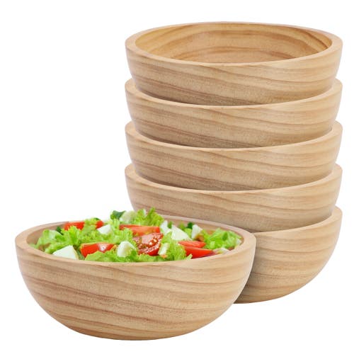 Megachef 6 Piece 7 Inch Pine Wood Bowl Set In Brown