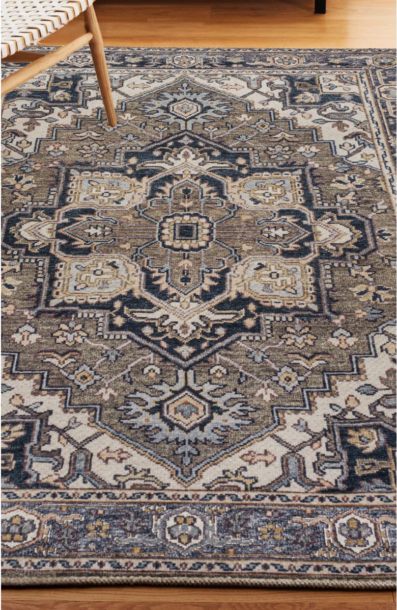 JONATHAN Y Cirali Ornate Large Medallion Machine-Washable Area Rug, Alternate, color, Green/Navy/Cream