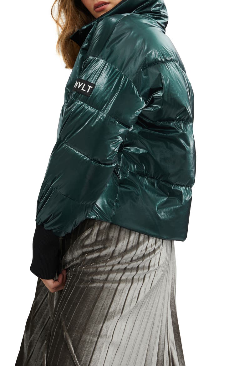 Stand Collar Water Repellent Short Puffer Coat, Alternate, color, FOREST GREEN