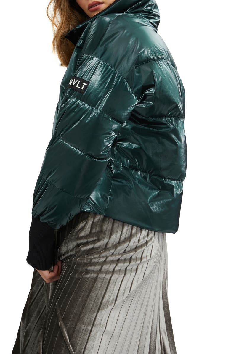 NVLT Stand Collar Water Repellent Short Puffer Coat, Alternate, color, 