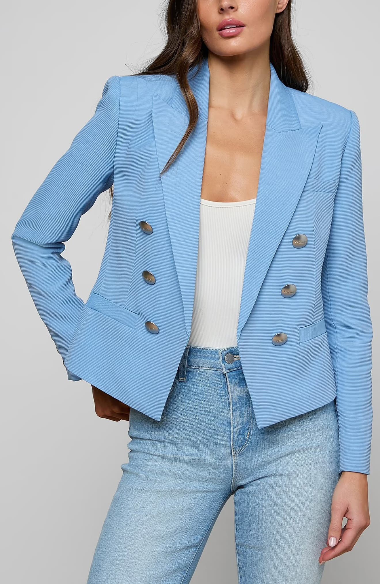 Brooke Texture Double Breasted Crop Blazer - image 4