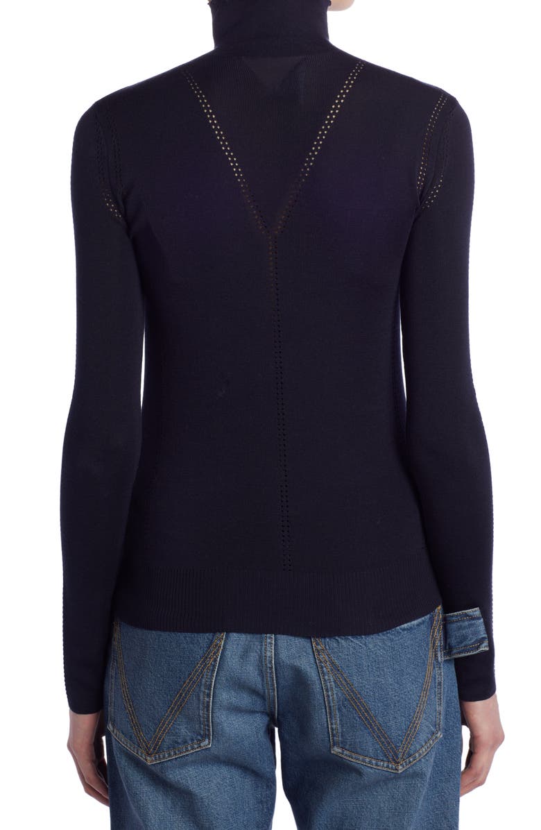 Bottega Veneta Pointelle Silk Turtleneck Sweater, Alternate, color,