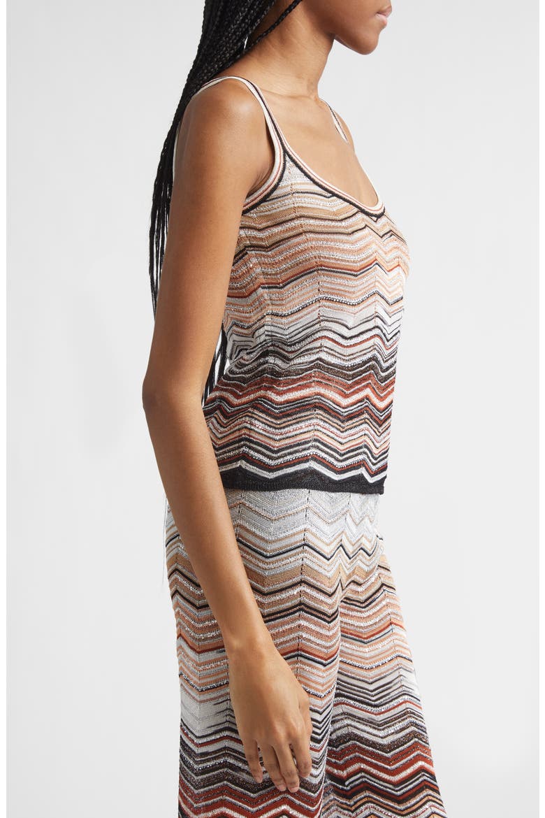 Zigzag Lamé Tank, Alternate, color, RED AND BEIGE TONES