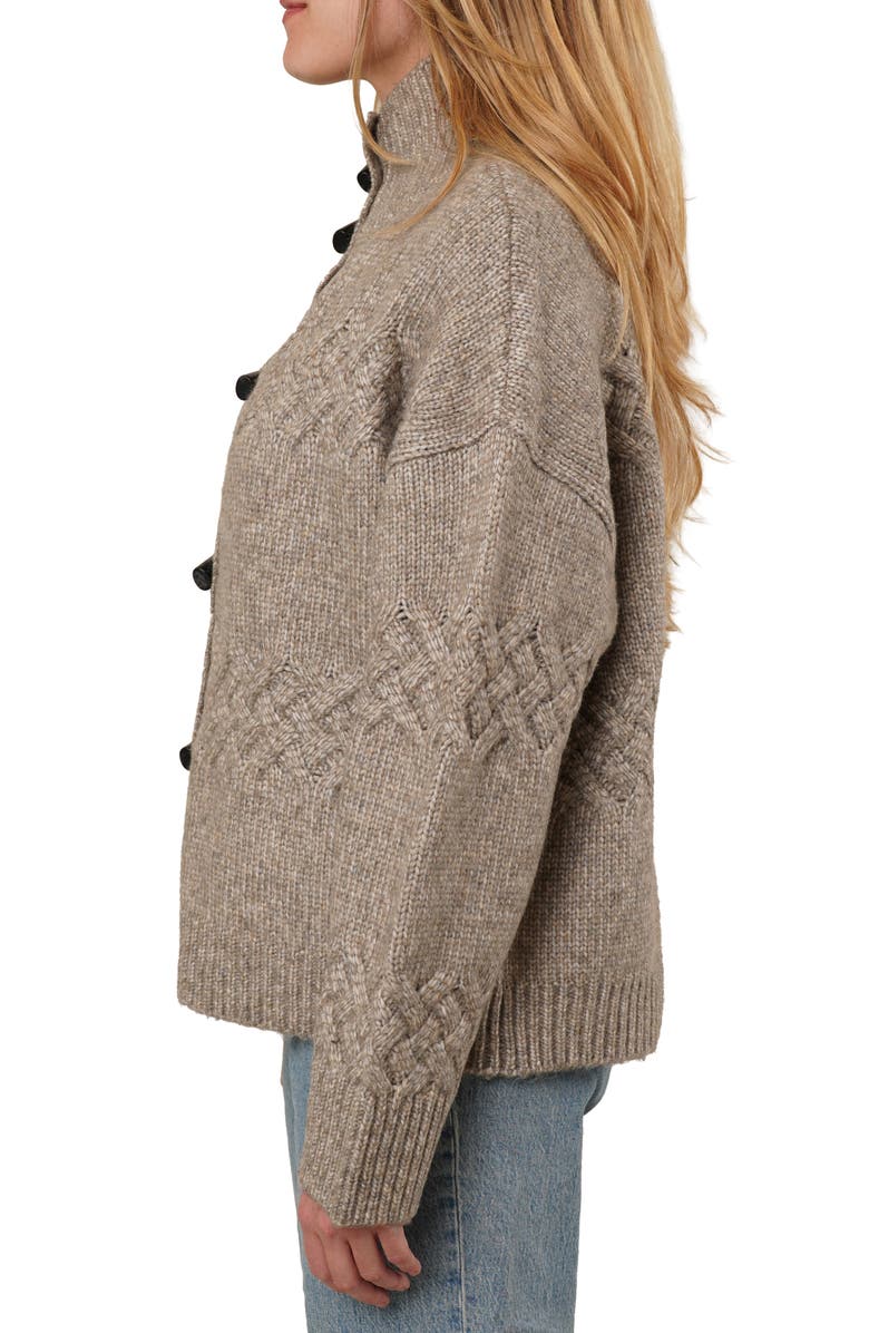 CYRUS Toggle Button Cable Knit Cardigan, Alternate, color, Umber