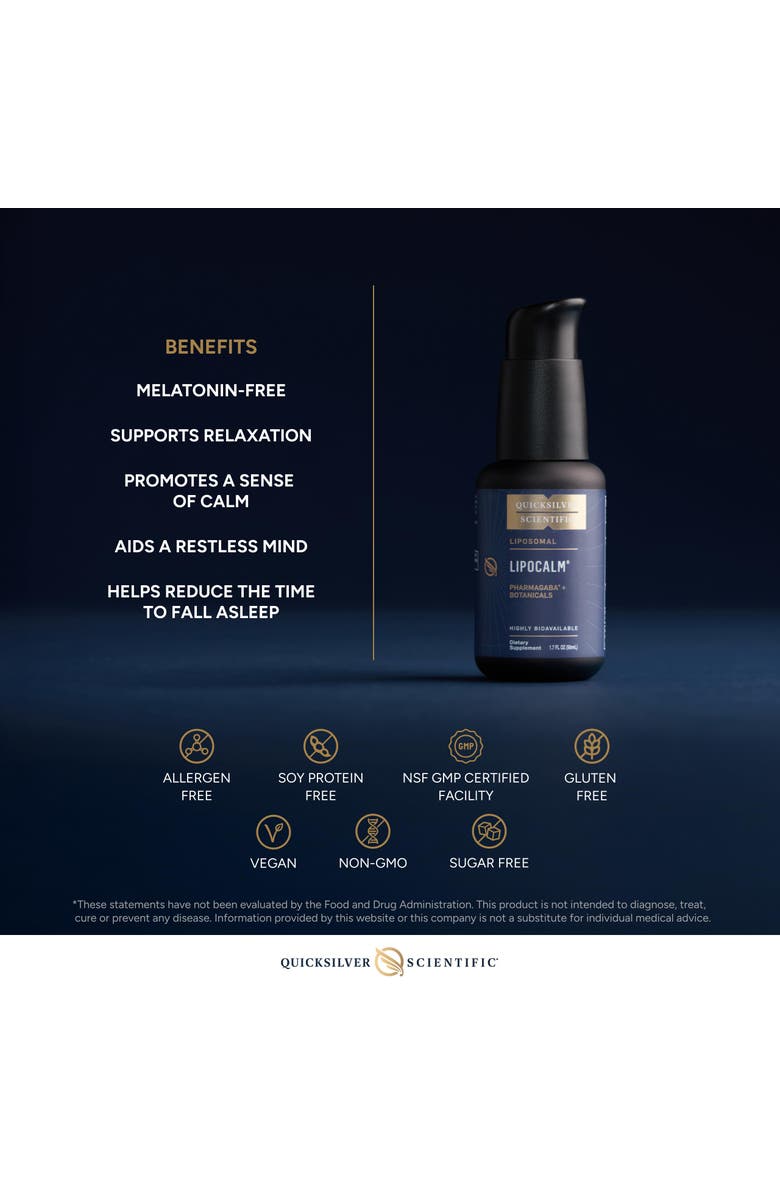 Quicksilver Scientific LipoCalm Liposomal PharmaGABA Chamomile Passionflower and Skullcap Supplement, Alternate, color, NO COLOR