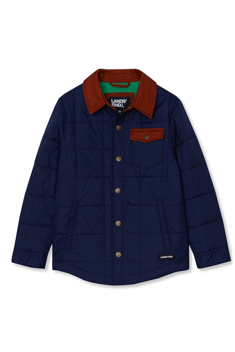 Boys Quilted Water Resistant Jacket, Main, color, Navy