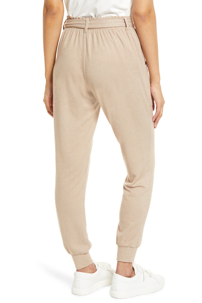 Cozy Fleece Belted Joggers, Alternate, color, TOASTED ALMOND