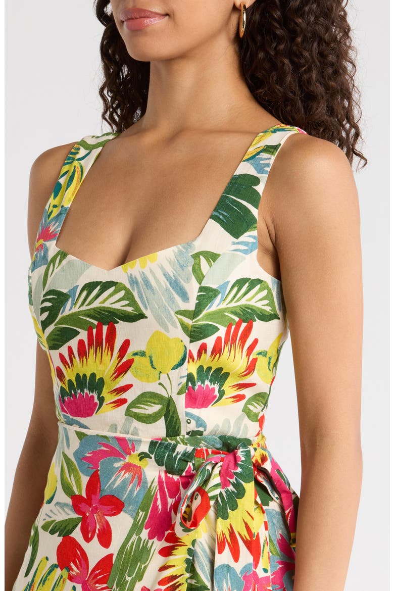 Wissa Tropical Faux Wrap Midi Sundress, Alternate, color, BRIGHT-MULTI