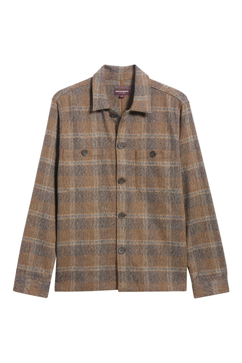 Marled Plaid Shirt Jacket, Main, color, BROWN/ NAVY