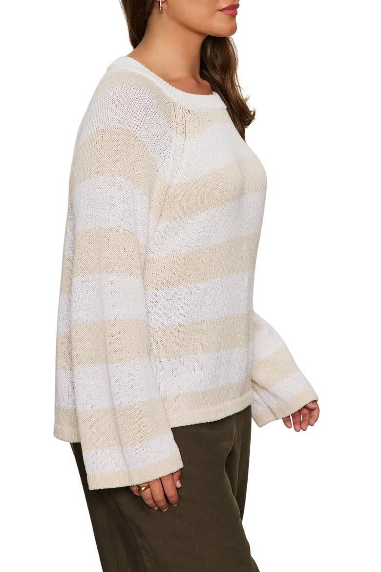 Stripe Cotton Blend Sweater, Alternate, color, WHITE LIGHT