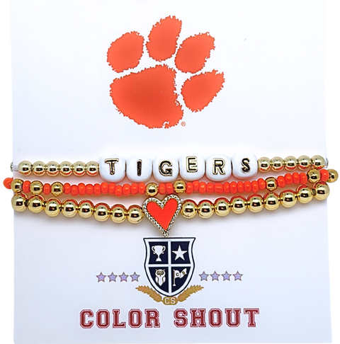 Clemson Love My College Bracelet Stack