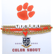 Color Shout Clemson Love My College Bracelet Stack