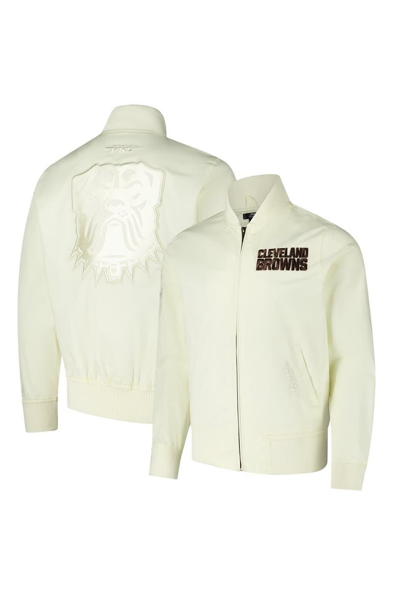 Men's Pro Standard Cream Cleveland Browns Triple Tonal Full-Zip Twill Jacket, Main, color, Cream