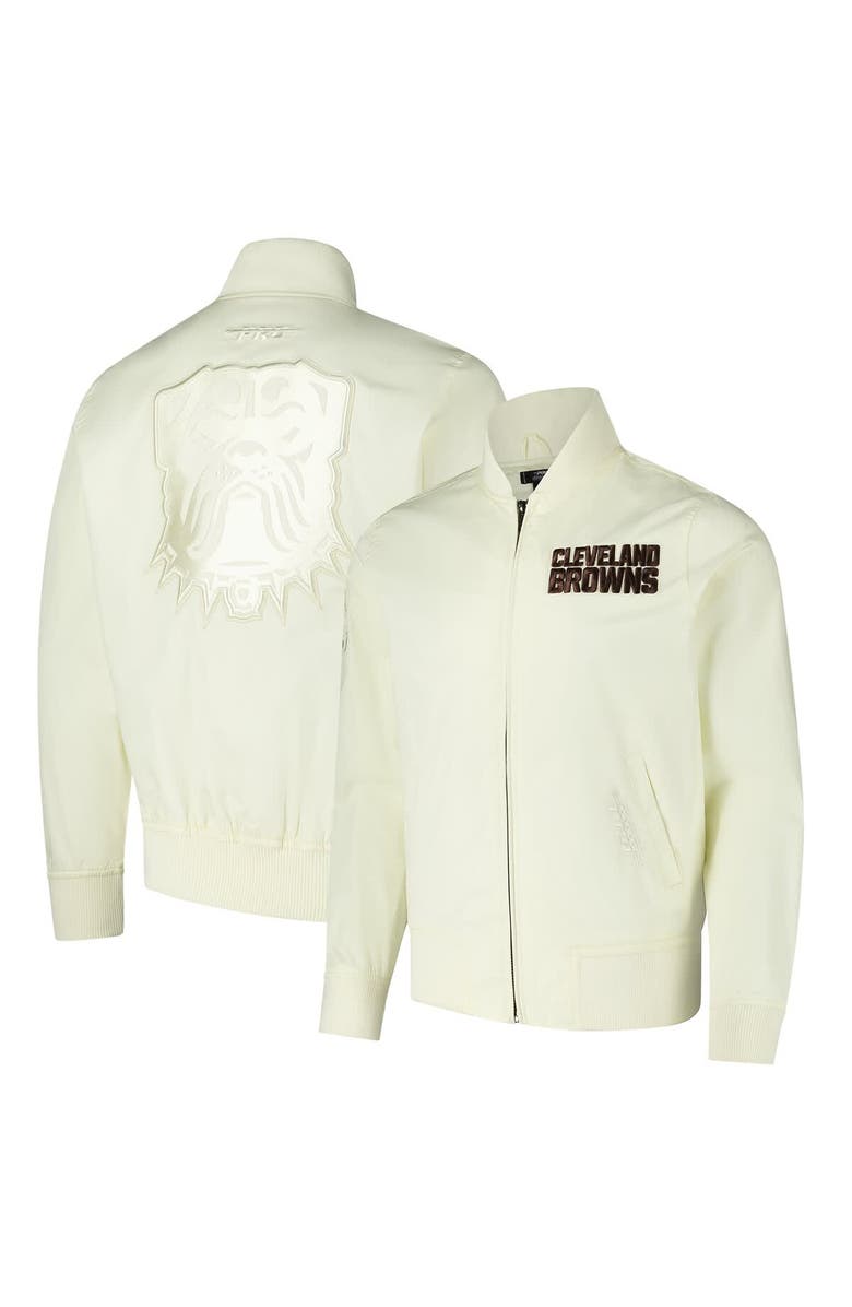 PRO STANDARD Men's Pro Standard Cream Cleveland Browns Triple Tonal Full-Zip Twill Jacket, Main, color, Cream