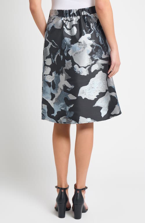 Ming Wang Abstract Floral A-line Skirt In Gray