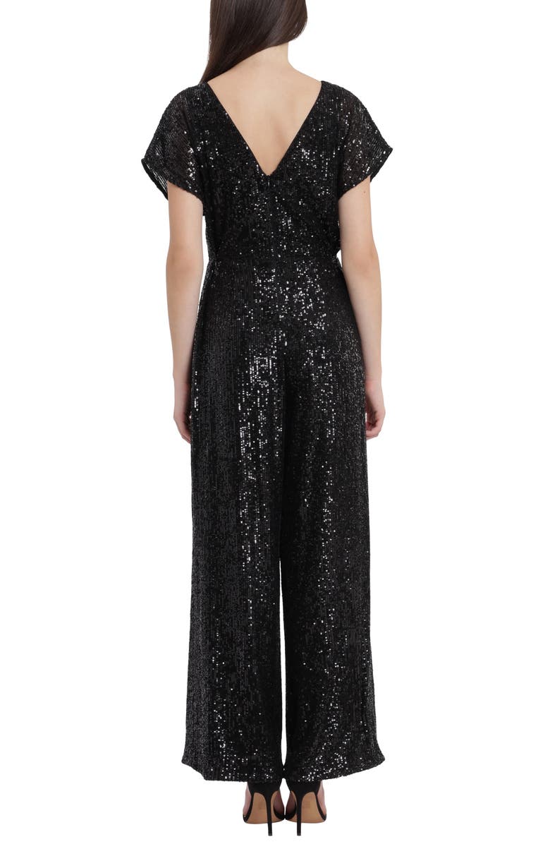 Maggy London Sequin V-Neck Back Jumpsuit, Alternate, color,
