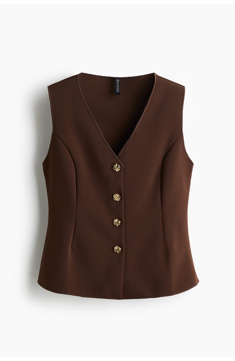 H&M Tailored Jersey Waistcoat, Main, color, Dark Brown