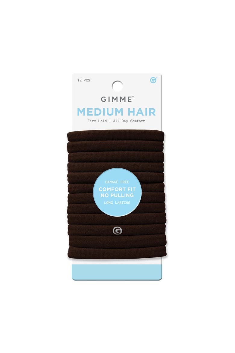 Any Fit Hair Bands, Damage Free Hair Ties Made with Seamless Microfiber Elastics, Main, color, Dark Brown