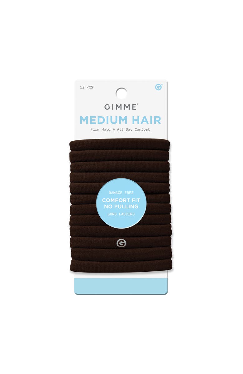 Gimme Beauty Any Fit Hair Bands, Damage Free Hair Ties Made with Seamless Microfiber Elastics, Main, color, Dark Brown