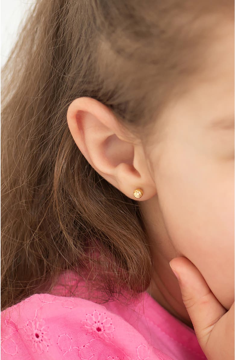 In Season Jewelry 14k Diamond Cut Ball Earrings, Alternate, color, Gold