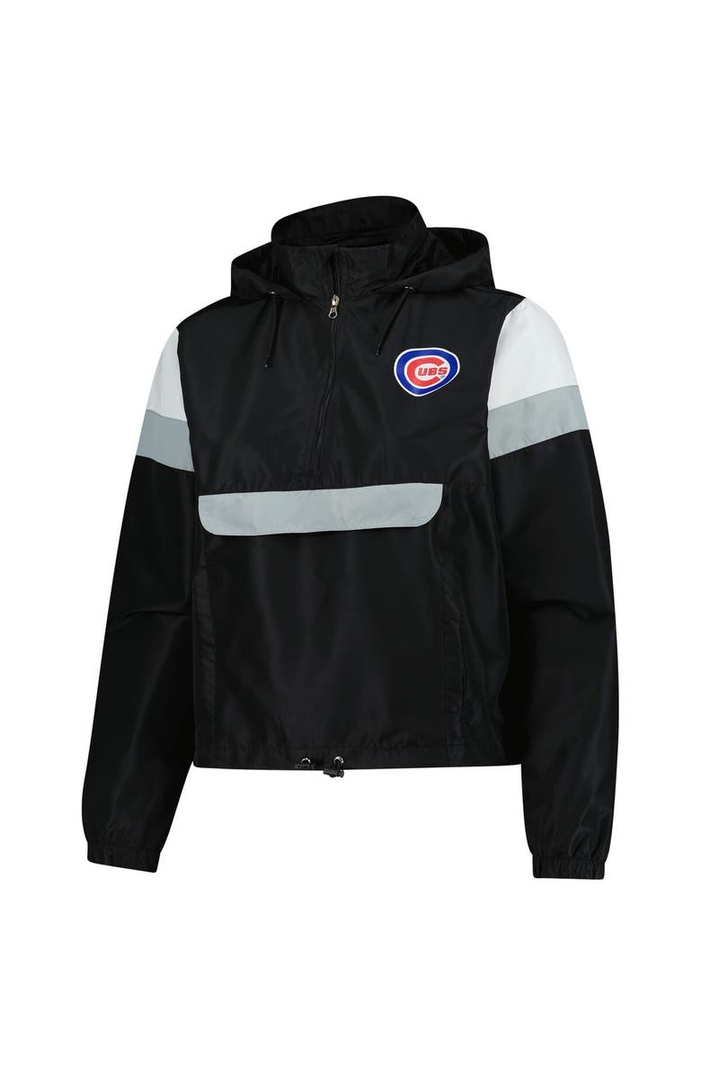 PROFILE Women's Profile  Black Chicago Cubs Quarter-Zip Anorak Hooded Jacket, Alternate, color, Black
