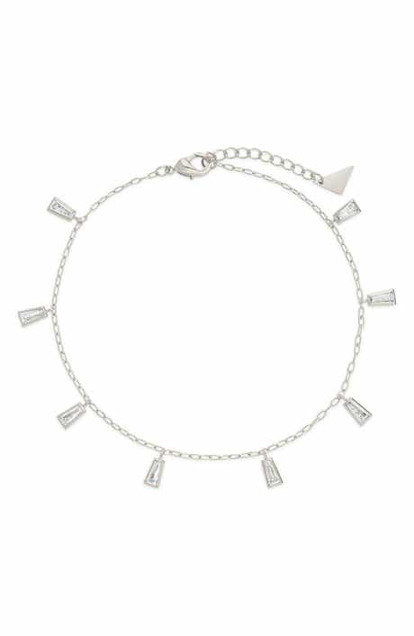 Sterling Forever Lillian Cubic Zirconia Anklet