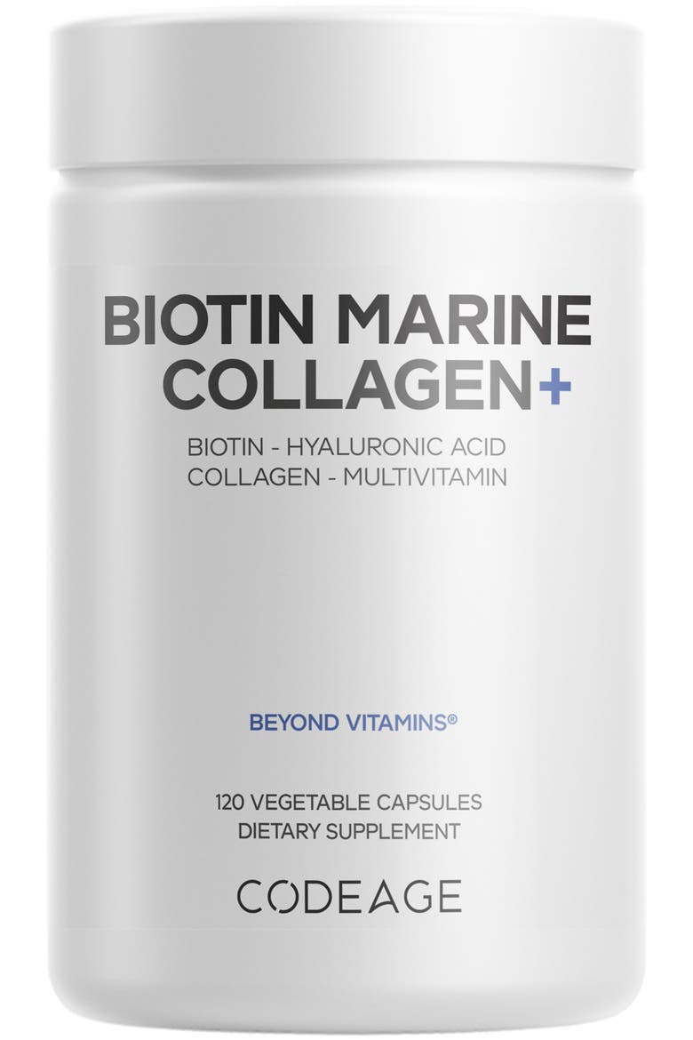 Biotin Marine Collagen Peptides Supplement, Main, color, White