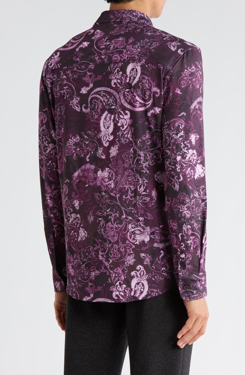 Robert Graham Catalano Paisley Button-Up Shirt, Alternate, color, Berry