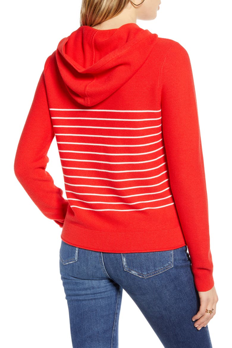 Nautical Stripe Cotton Blend Hooded Sweater, Alternate, color, RED- IVORY C PLCD LUKAH STP