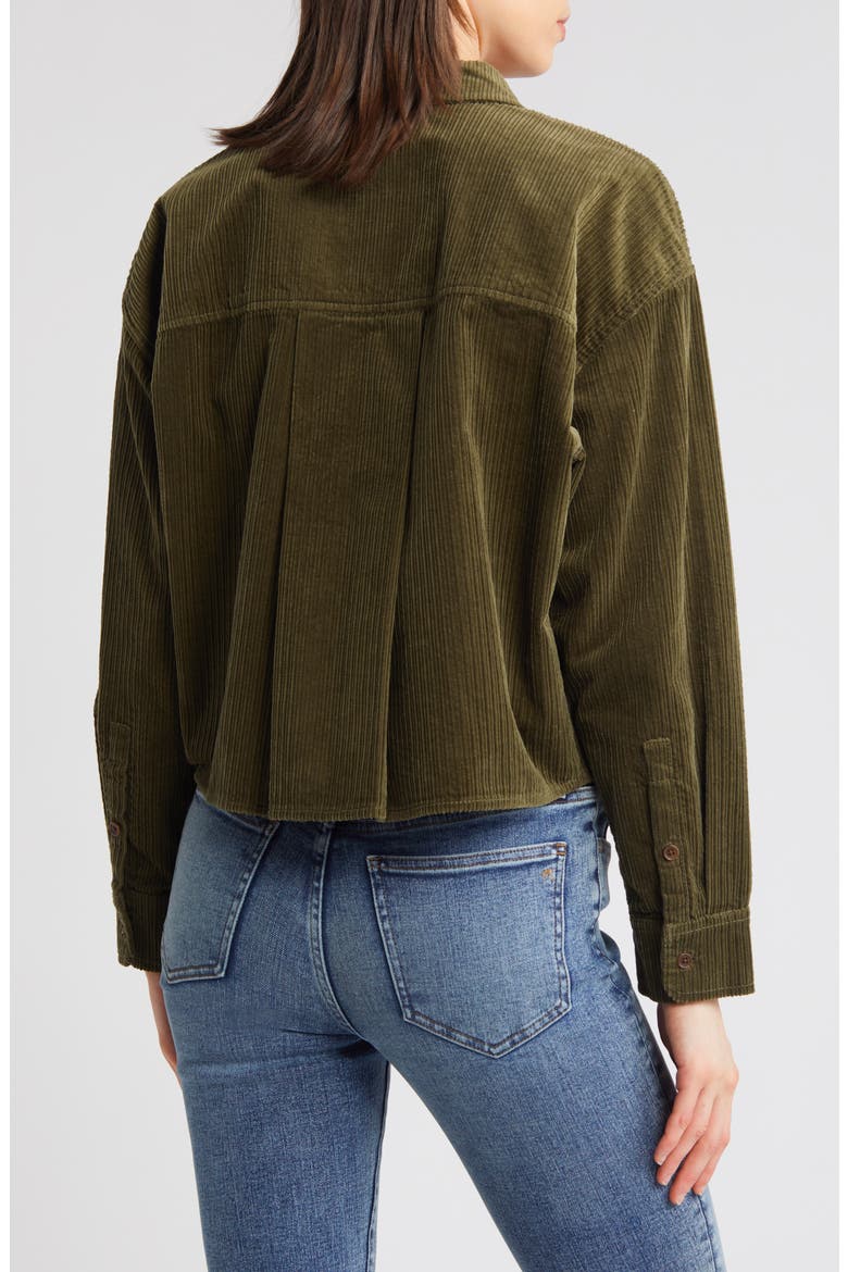 Variegated Corduroy Button-Up Shirt, Alternate, color, KALE