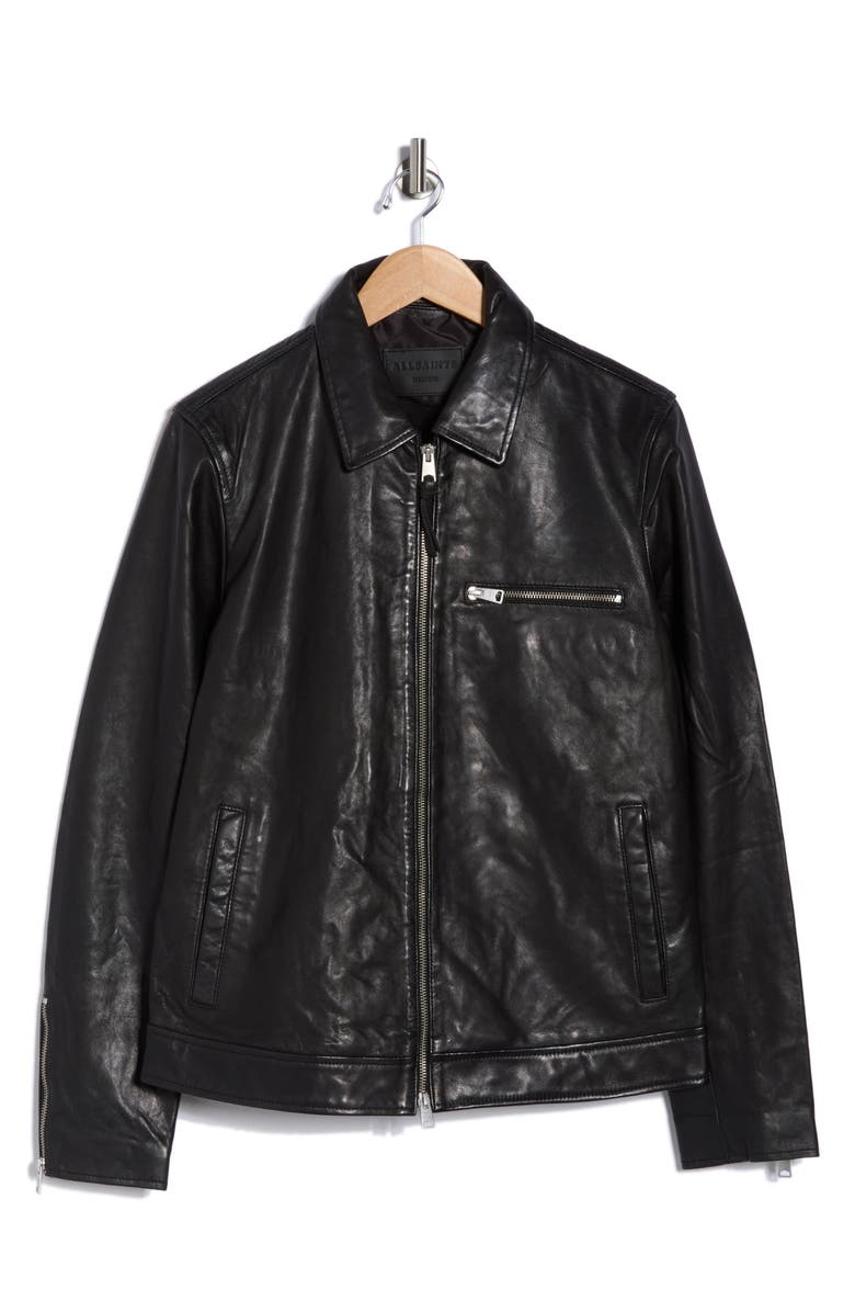 AllSaints Kaya Leather Jacket, Main, color, Jet Black