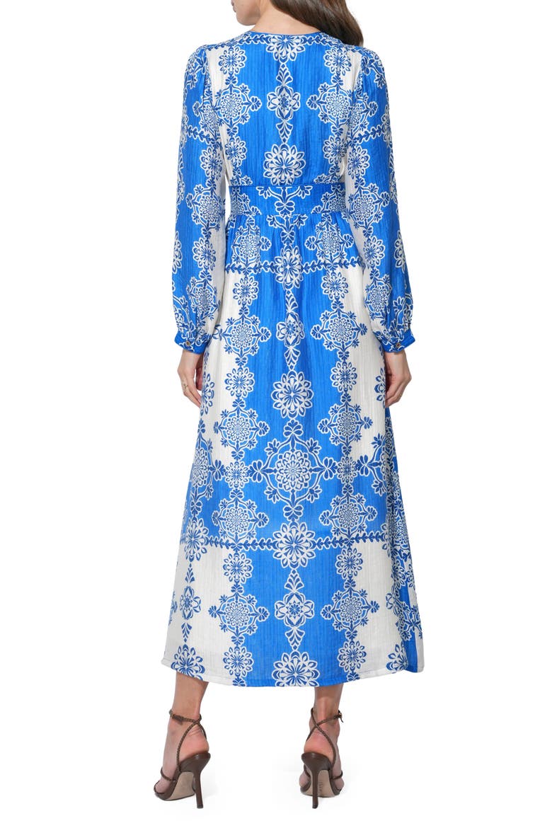 Athena Long Sleeve Maxi Dress, Alternate, color, ELECTRIC BLUE/ CREAM