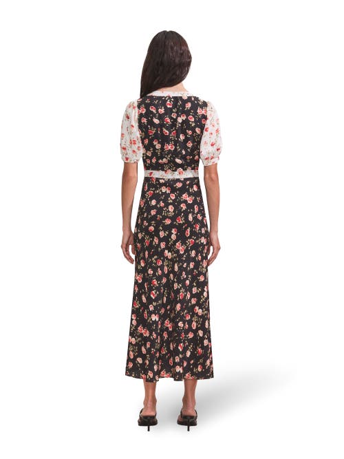 Ro&zo Black Mix And Match Rose Ditsy Dress In Black
